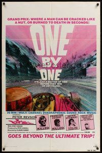 2p631 ONE BY ONE 1sh '74 Gran prix racing documentary, they win or get killed!
