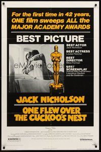 2p633 ONE FLEW OVER THE CUCKOO'S NEST awards 1sh '75 Jack Nicholson, Will Sampson, Forman classic!