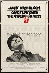 2p632 ONE FLEW OVER THE CUCKOO'S NEST 1sh '75 great c/u of Jack Nicholson, Milos Forman classic!