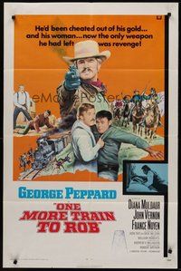 2p637 ONE MORE TRAIN TO ROB int'l 1sh '71 great image of George Peppard pointing gun!