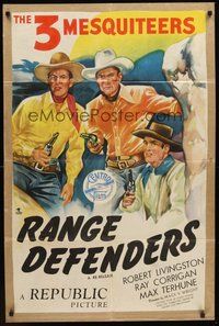 2p723 THREE MESQUITEERS stock 1sh '47 Livingston, Corrigan & Max Terhune, Range Defenders