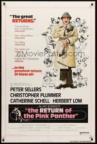 2p739 RETURN OF THE PINK PANTHER style B 1sh '75 Peter Sellers as Inspector Jacques Clouseau!