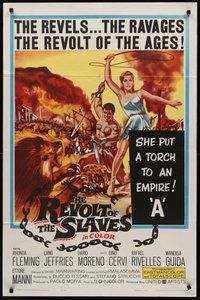 2p741 REVOLT OF THE SLAVES 1sh '61 sexy Rhonda Fleming put the torch to an empire of sin!