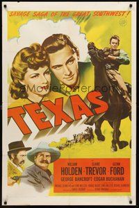 2p891 TEXAS 1sh R57 William Holden, Claire Trevor, Glenn Ford in western action!