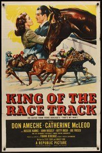 2p896 KING OF THE RACE TRACK 1sh '53 Don Ameche, Catherine McLeod, great horse racing images!