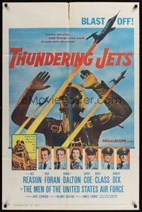 2p908 THUNDERING JETS 1sh '58 United States Air Force, cool image of pilot & fighter planes!