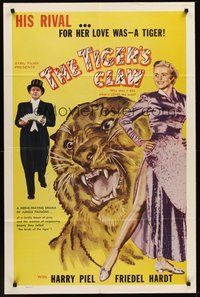 2p909 TIGER'S CLAW 1sh '51 Der Tiger Akbar, his rival, her love was a tiger!
