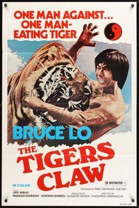 2p910 TIGER'S CLAW 1sh '78 Bruce Lo, wild image of man fighting tiger!
