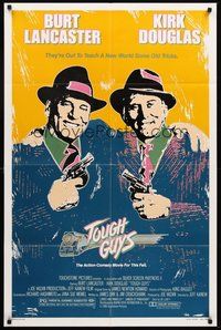 2p919 TOUGH GUYS 1sh '86 great artwork of partners in crime Burt Lancaster & Kirk Douglas!