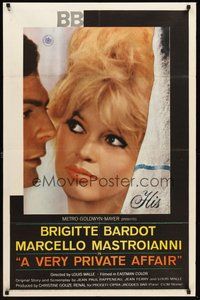 2p944 VERY PRIVATE AFFAIR 1sh '62 Louis Malle's Vie Privee, super c/u of sexiest Brigitte Bardot!