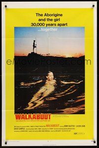 2p951 WALKABOUT 1sh '71 sexy naked swimming Jenny Agutter, Nicolas Roeg Australian classic!
