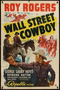 2p954 WALL STREET COWBOY 1sh '39 Roy Rogers, George 'Gabby' Hayes, Raymond Hatton!