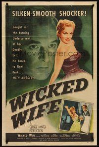 2p973 WICKED WIFE 1sh '55 Nigel Patrick, Moira Lister, super sexy English bad girl!