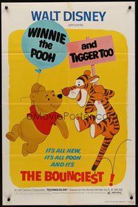 2p980 WINNIE THE POOH & TIGGER TOO 1sh '74 Walt Disney, characters created by A.A. Milne!