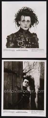 2r490 EDWARD SCISSORHANDS 2 8x10 stills '90 Tim Burton classic, best c/u of scarred Johnny Depp!