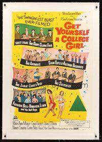 2s175 GET YOURSELF A COLLEGE GIRL linen Aust 1sh '64 stone litho of 1960s rockers & sexy girls!