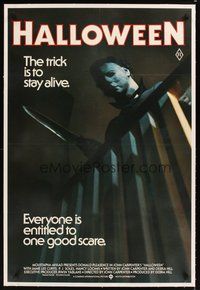 2s176 HALLOWEEN linen Aust 1sh '79 John Carpenter classic, best different image of Michael Myers!