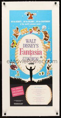 2s186 FANTASIA linen Aust daybill R70s Mickey Mouse & others, Disney musical cartoon classic!
