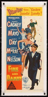 2s204 WEST POINT STORY linen Aust daybill '50 James Cagney, Virginia Mayo, Doris Day, Fine & Dandy!