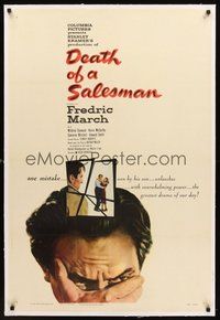 2s348 DEATH OF A SALESMAN linen 1sh '52 Fredric March as Willy Loman, from Arthur Miller's play!