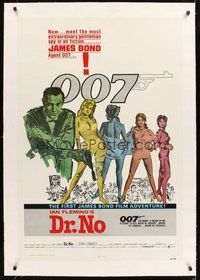 2s363 DR. NO linen 1sh R80 Sean Connery is the most extraordinary gentleman spy James Bond 007!