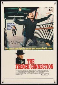 2s381 FRENCH CONNECTION linen 1sh '71 Gene Hackman in chase climax, directed by William Friedkin!