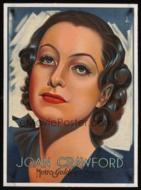 2s134 JOAN CRAWFORD linen French 23x32 '30s incredible artwork portrait of the star by Dori!