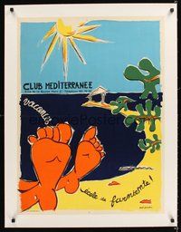 2s212 CLUB MEDITERRANEE linen French travel poster '60 wonderful art of the beach by Paul Jamotte!