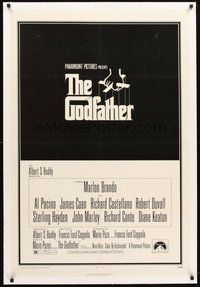 2s392 GODFATHER linen 1sh '72 Marlon Brando & Al Pacino in Francis Ford Coppola crime classic!