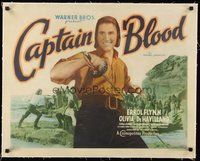 2s249 CAPTAIN BLOOD linen 1/2sh '35 different close up of image pirate Errol Flynn!