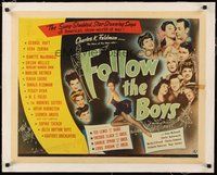 2s251 FOLLOW THE BOYS linen 1/2sh '44 Welles, Fields, Dietrich, MacDonald & Universal all-stars!