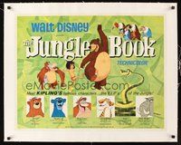 2s252 JUNGLE BOOK linen 1/2sh '67 Walt Disney cartoon classic, great image of all characters!