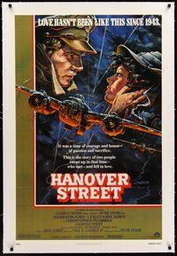 2s407 HANOVER STREET linen 1sh '79 art of Harrison Ford & Lesley-Anne Down in World War II by Alvin!