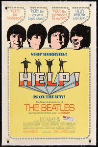 2s411 HELP linen 1sh '65 The Beatles, John, Paul, George & Ringo, rock & roll classic!