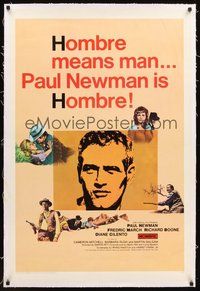 2s418 HOMBRE linen 1sh '66 Paul Newman, Fredric March, directed by Martin Ritt, it means man!