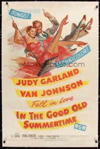 2s427 IN THE GOOD OLD SUMMERTIME linen 1sh '49 wonderful art of Judy Garland & Van Johnson swinging!