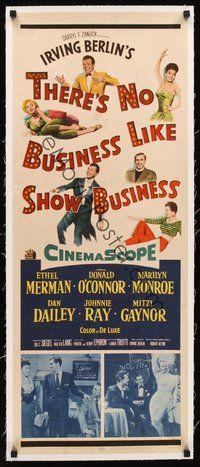 2s271 THERE'S NO BUSINESS LIKE SHOW BUSINESS linen insert '54 art & photo of Monroe + top cast!