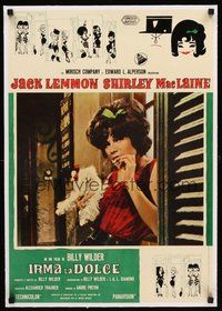2s170 IRMA LA DOUCE linen Italian photobusta '63 Wilder, c/u of smoking prostitute Shirley MacLaine!