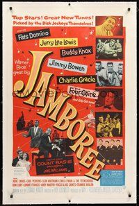 2s432 JAMBOREE linen 1sh '57 Fats Domino, Jerry Lee Lewis & other early rockers pictured!