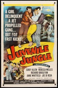 2s436 JUVENILE JUNGLE linen 1sh '58 a girl delinquent & a jet propelled gang out for fast kicks!