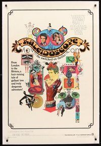 2s437 KALEIDOSCOPE linen 1sh '66 Warren Beatty, Susannah York, cool colorful Bob Peak art!