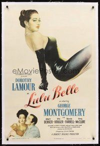 2s455 LULU BELLE linen 1sh '48 full-length art of sexy Dorothy Lamour & w/George Montgomery!