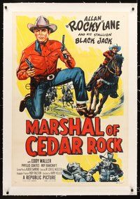 2s464 MARSHAL OF CEDAR ROCK linen 1sh '52 cool art of cowboy Allan Rocky Lane & Black Jack!