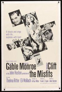 2s468 MISFITS linen 1sh '61 Clark Gable, sexy Marilyn Monroe, Montgomery Clift, John Huston