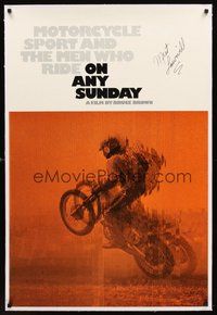 2s488 ON ANY SUNDAY linen signed int'l1sh '71 by Mert Lawwill, Bruce Brown motorcycle sports classic