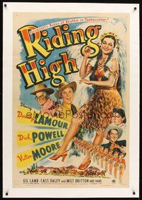 2s514 RIDING HIGH linen 1sh '43 art of sexy Dorothy Lamour in Indian headdress, Dick Powell!