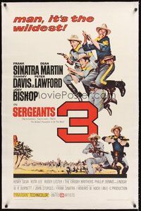 2s529 SERGEANTS 3 linen 1sh '62 John Sturges, Frank Sinatra, Rat Pack parody of Gunga Din!