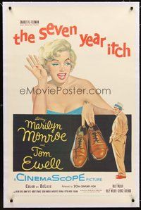 2s531 SEVEN YEAR ITCH linen 1sh '55 Billy Wilder, great sexy art of Marilyn Monroe & Tom Ewell!