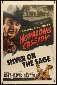 2s537 HOPALONG CASSIDY linen style B stock 1sh '40s William Boyd as Hopalong Cassidy, Silver on the Sage!