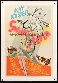2s551 SWING FEVER linen 1sh '44 Al Hirschfeld art of Kay Kyser, sexy Marilyn Maxwell!